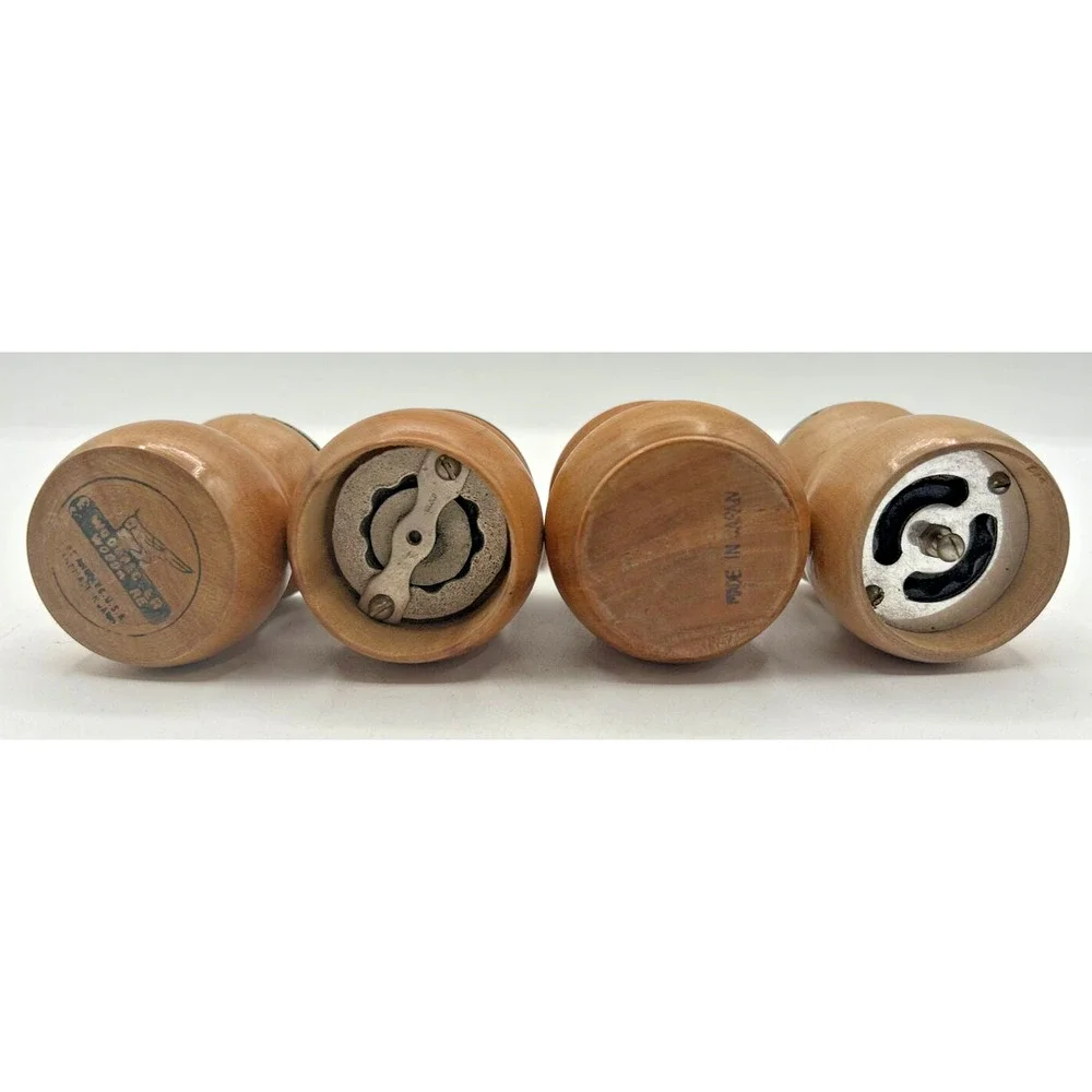 Vintage Retro Salt and Pepper Shakers Mini Wood‎ Pepper Mill 2 Sets U260/50
